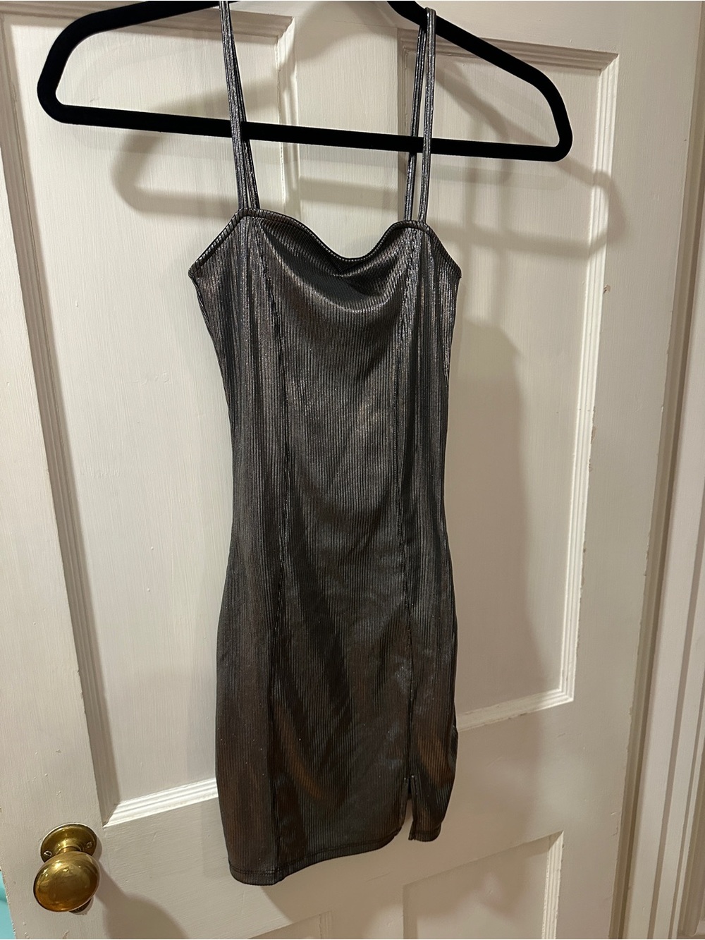 XXS H&M Metallic Silver Mini Slip Dress